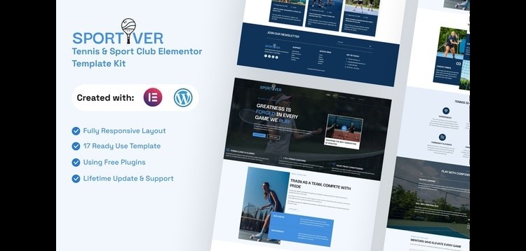 Item cover for download Sportiver - Tennis & Sport Club Elementor Template Kit