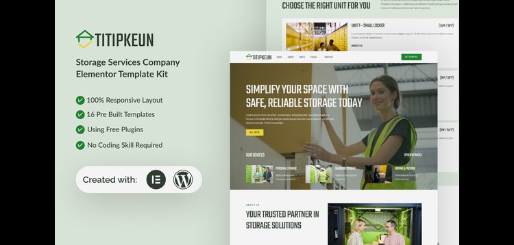 Item cover for download Titipkeun - Storage Service Company Elementor Template Kit