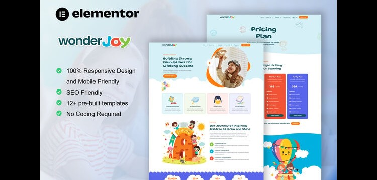 Item cover for download WonderJoy - Kindergarten & Child Care Elementor Pro Template Kit