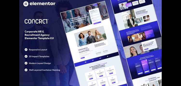 Item cover for download Concret - Corporate HR & Recruitment Agency Elementor Template Kit