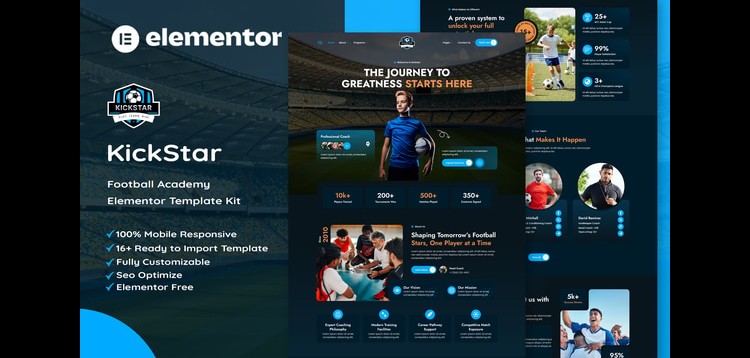 Item cover for download Kickstar - Football Academy Elementor Template Kit