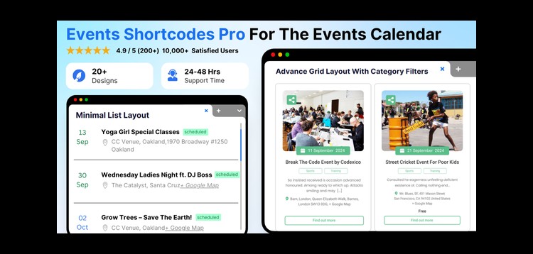 Item cover for download Events Shortcodes & Block Pro For The Events Calendar