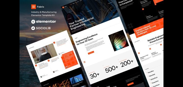 Item cover for download Fabrix - Industry & Manufacturing Elementor Template Kit