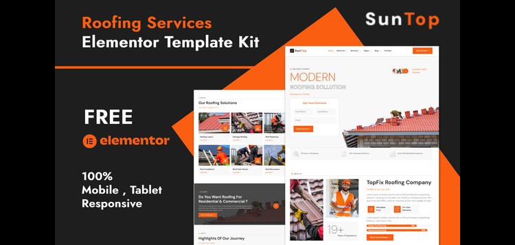 Item cover for download Suntop - Roofing Services Elementor Template Kit