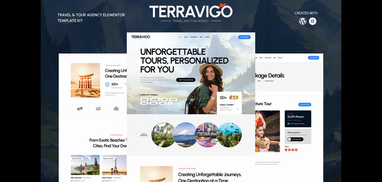 Item cover for download TerraviGo - Modern Travel & Tour Agency Elementor Template kit