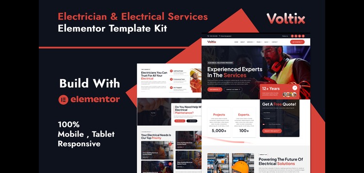 Item cover for download Voltix - Electrician & Electrical Services Elementor Template Kit