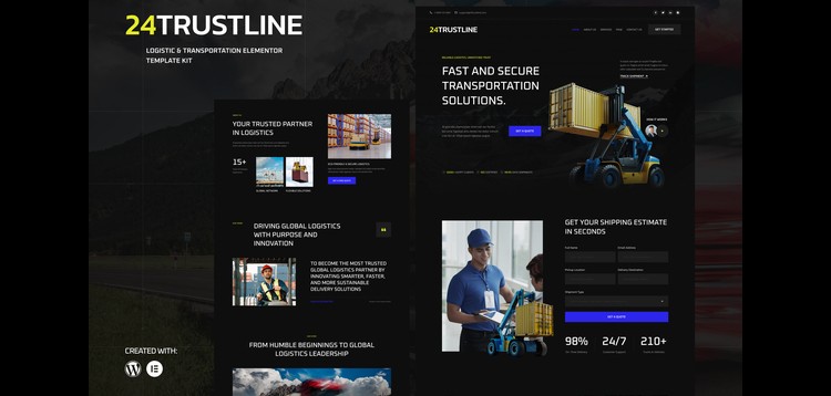 Item cover for download 24TrustLine - Logistic & Transportation Elementor Template kit