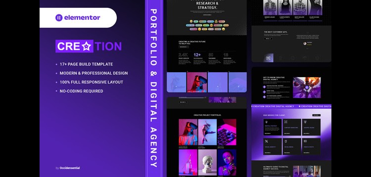 Item cover for download Creation - Portfolio & Digital Agency Elementor Template Kit