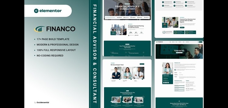 Item cover for download Financo - Financial Advisor & Consultant Elementor Template Kit