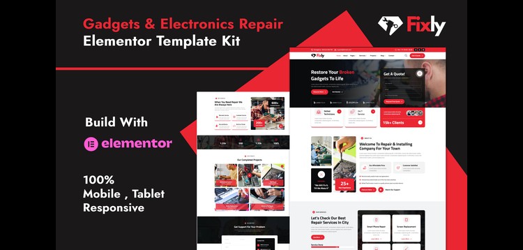 Item cover for download Fixly - Electronics & Gadgets Repair Services Elementor Template Kit