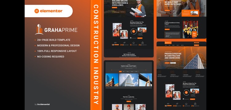 Item cover for download GrahaPrime - Construction Industry Elementor Template Kit