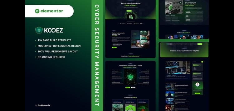 Item cover for download Kodez - Cyber Security Management Elementor Template Kit