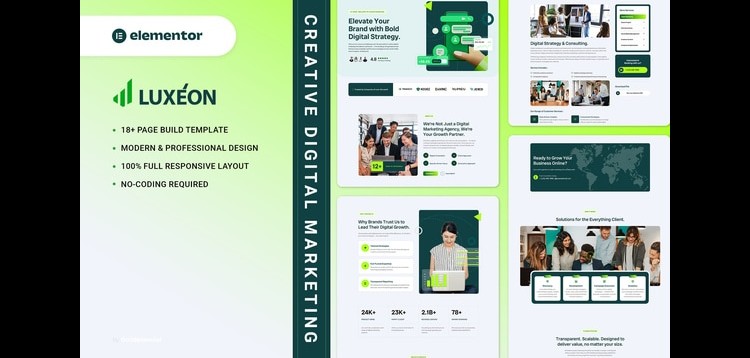 Item cover for download Luxeon - Creative Digital Marketing Elementor Template Kit