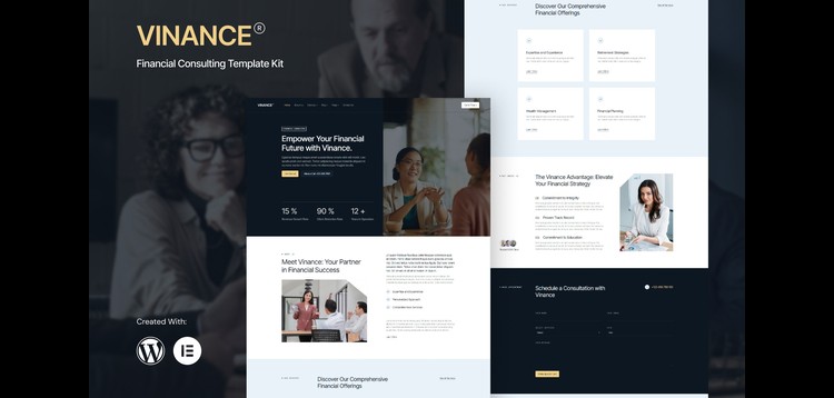 Item cover for download Vinance - Financial Consulting Elementor Template Kit