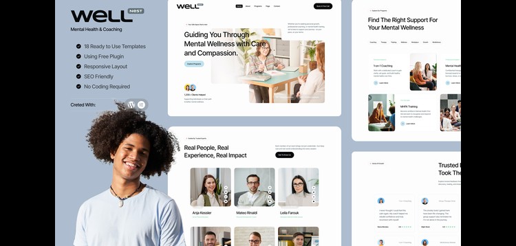 Item cover for download Well – Mental Health & Coaching Elementor Template Kit