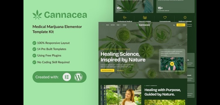 Item cover for download Cannacea - Medical Marijuana Elementor Template Kit