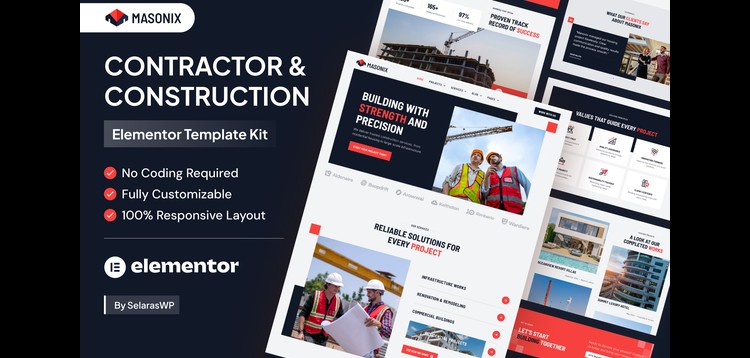 Item cover for download Masonix - Contractor & Construction Elementor Pro Template Kit