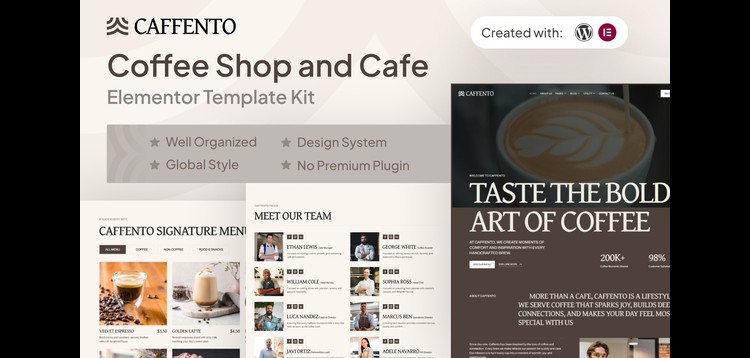 Item cover for download Caffento - Coffee Shop and Cafe Elementor Template Kit
