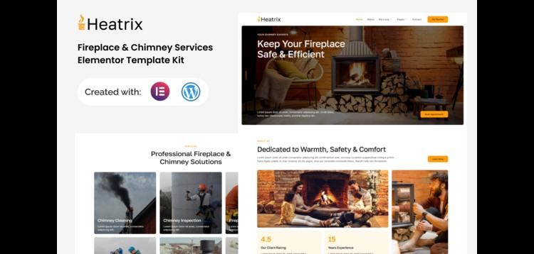 Item cover for download Heatrix - Fireplace & Chimney Services Elementor Template Kit