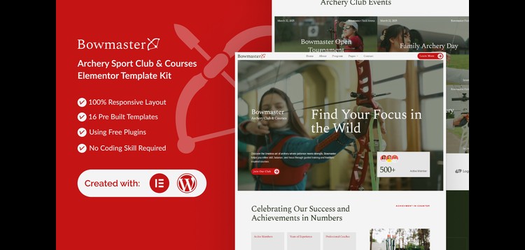 Item cover for download Bowmaster - Archery Club & Courses Elementor Template Kit