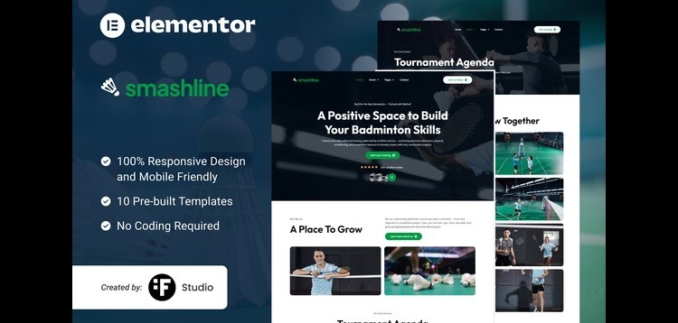 Item cover for download Smashline – Badminton Club & Academy Elementor Template Kit