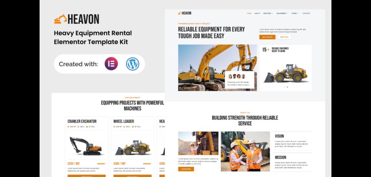 Item cover for download Heavon - Heavy Equipment Rental Elementor Template Kit