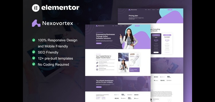Item cover for download Nexovortex - Software Company Elementor Pro Template Kit