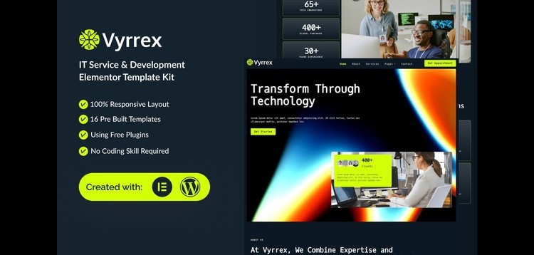 Item cover for download Vyrrex - IT Service & Development Elementor Template Kit