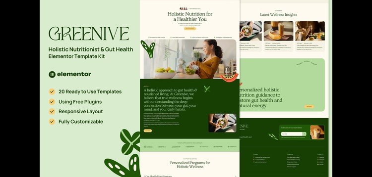 Item cover for download Greenive - Holistic Nutritionist & Gut Health Elementor Template Kit