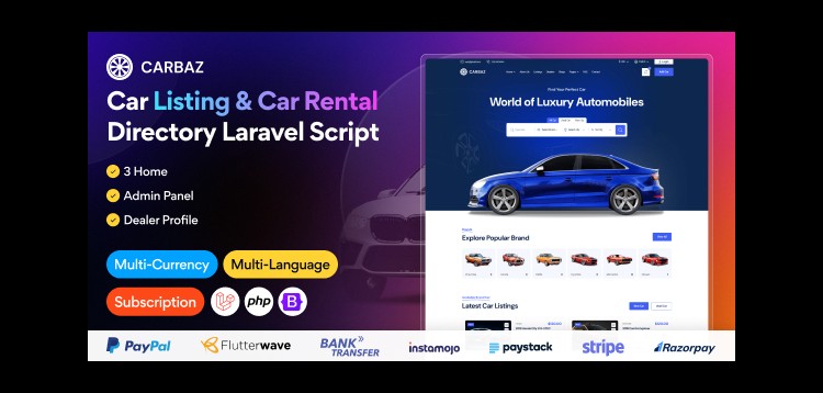 Item cover for download Carbaz - Car listing & Car Rental Directory Laravel Script