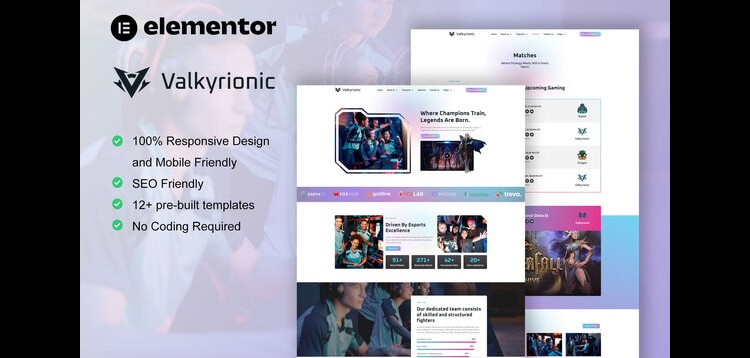 Item cover for download Valkyrionic - Esport Team & Gaming Elementor Pro Template Kit