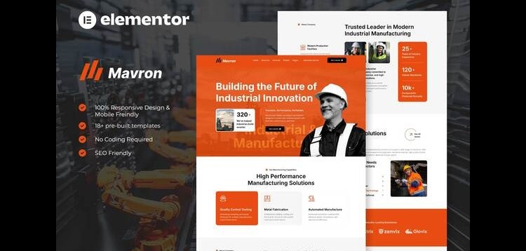 Item cover for download Mavron - Industrial & Manufacturing Elementor Template Kit
