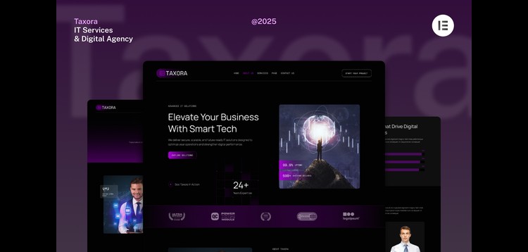 Item cover for download Taxora - Dark IT Services Digital Agency Website Elementor Kit