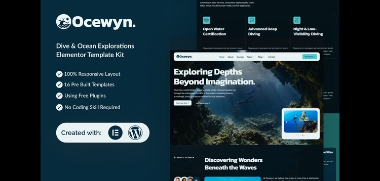 Item cover for download Ocewyn - Dive & Ocean Explorations Elementor Template Kit