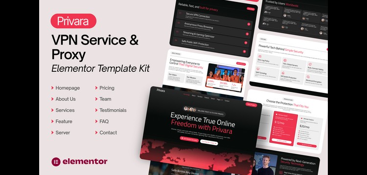 Item cover for download Privara - VPN Service & Proxy Elementor Template Kit