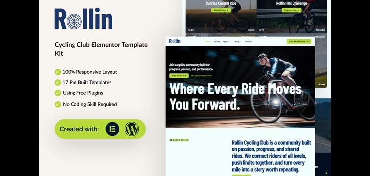 Item cover for download Rollin - Cycling Club Elementor Template Kit