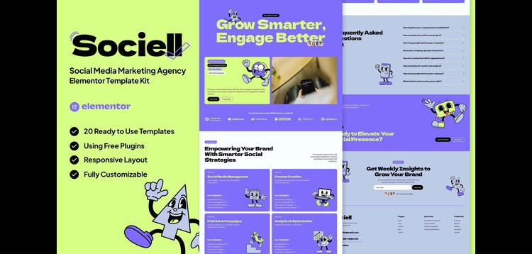 Item cover for download Sociell - Social Media Marketing Agency Elementor Template Kit