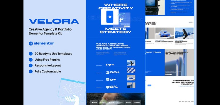 Item cover for download Velora - Creative Agency & Portfolio Elementor Template Kit