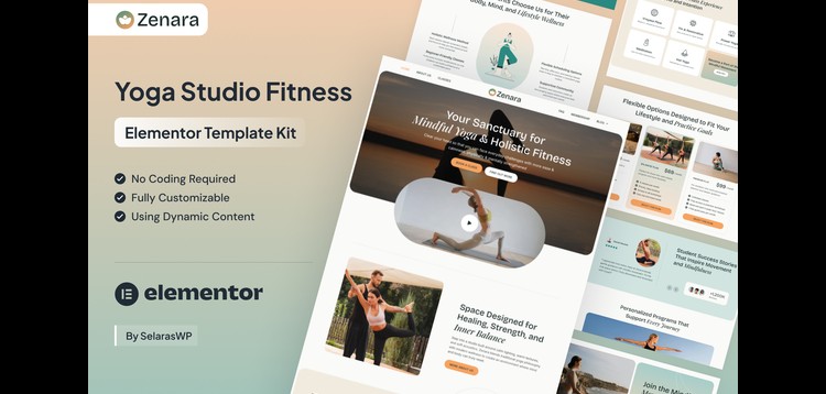 Item cover for download Zenara - Yoga Studio & Fitness Elementor Template Kit