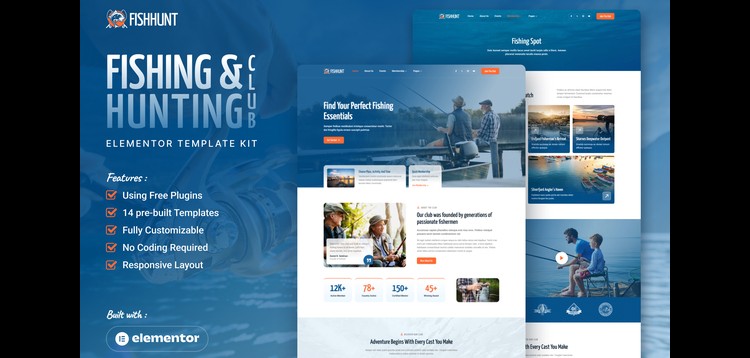 Item cover for download Fishhunt - Fishing & Hunting Club Elementor Template Kit