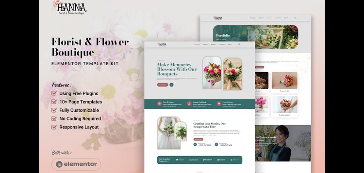 Item cover for download Hanna - Florist & Flower Boutique Elementor Template Kit