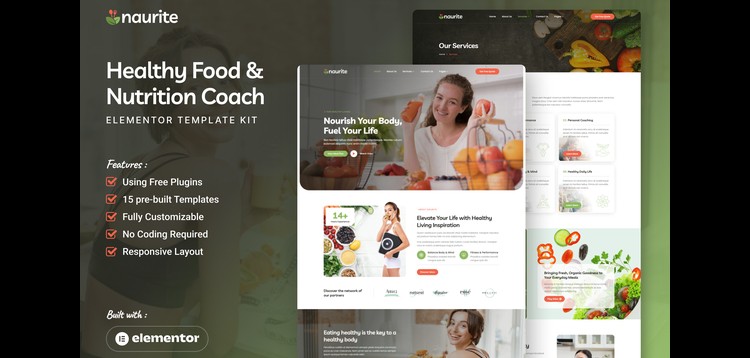 Item cover for download Naurite - Healthy Food & Nutrition Coach Elementor Template Kit