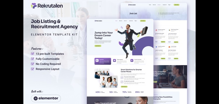 Item cover for download Rekrutalen - Job Listing & Recruitment Agency Elementor Pro Template Kit