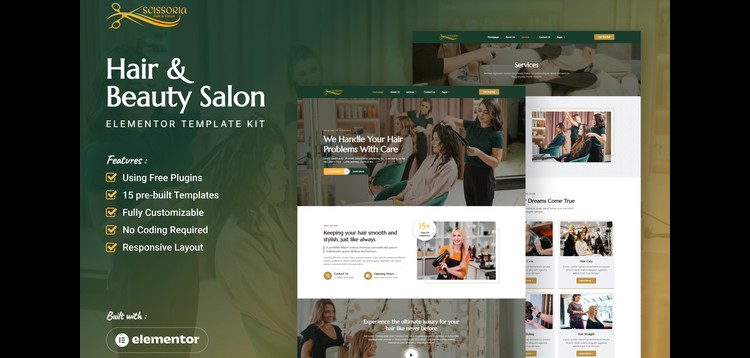 Item cover for download Scissoria - Hair & Beauty Salon Elementor Template Kit