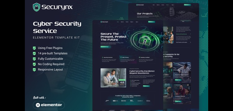 Item cover for download Securynx - Cyber Security Services Elementor Template Kit