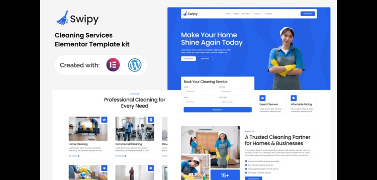 Item cover for download Swipy - Cleaning Services Elementor Template kit