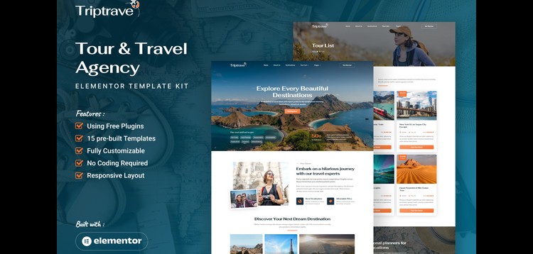 Item cover for download Triptrave - Tour & Travel Agency Elementor Template Kit