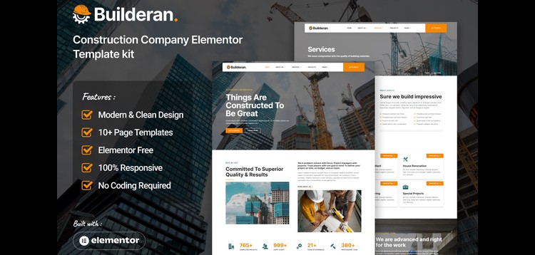 Item cover for download Builderan - Construction Company Elementor Template kit
