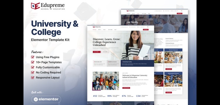 Item cover for download Edupreme - University & College Elementor Template Kit