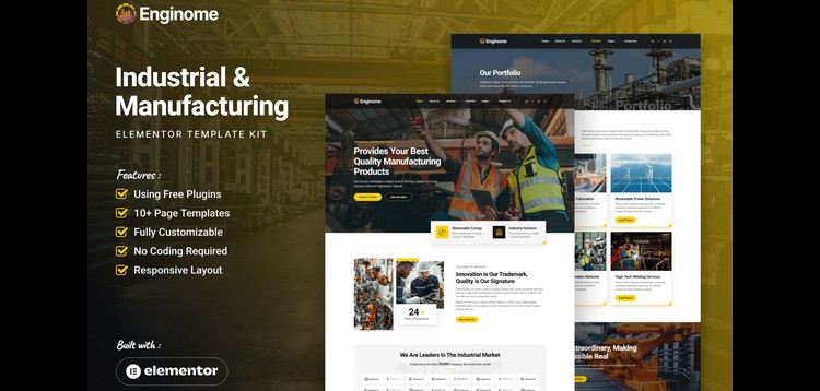 Item cover for download Enginome - Industrial & Manufacturing Elementor Template Kit